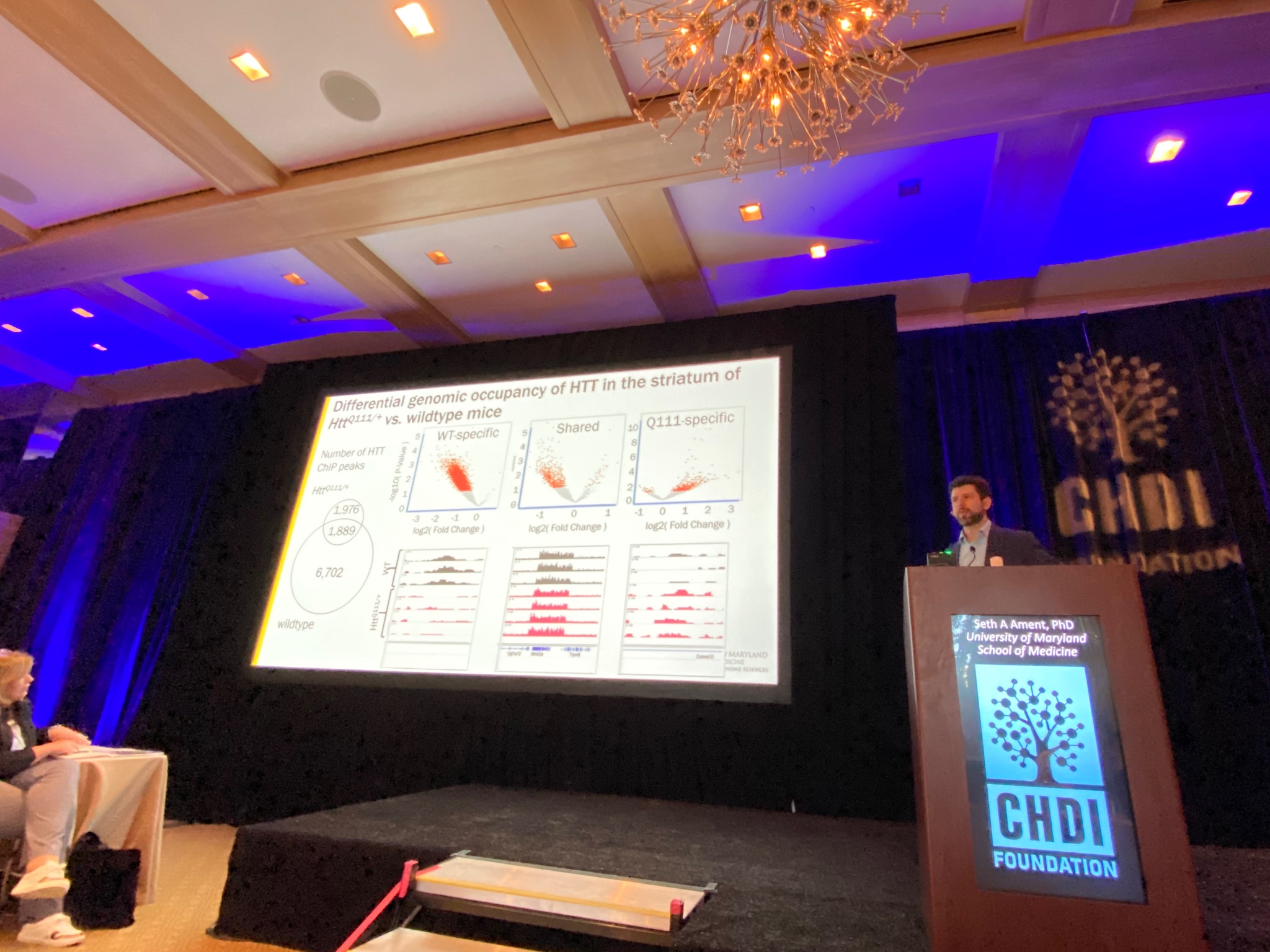 Seth Ament showing the huge (nearly 10,000) number of places in the genome where HTT sticks
