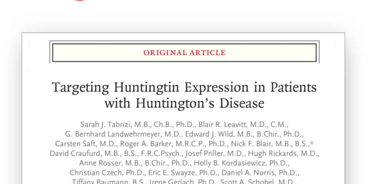 Oppdatering om den første publikasjonen fra en huntingtin-reduserende studie